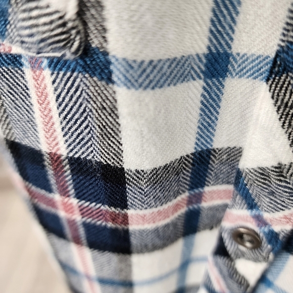 Rails x Free People Button  Front Plaid Shirt Rayon White Blues Pink Size XS - Picture 6 of 16